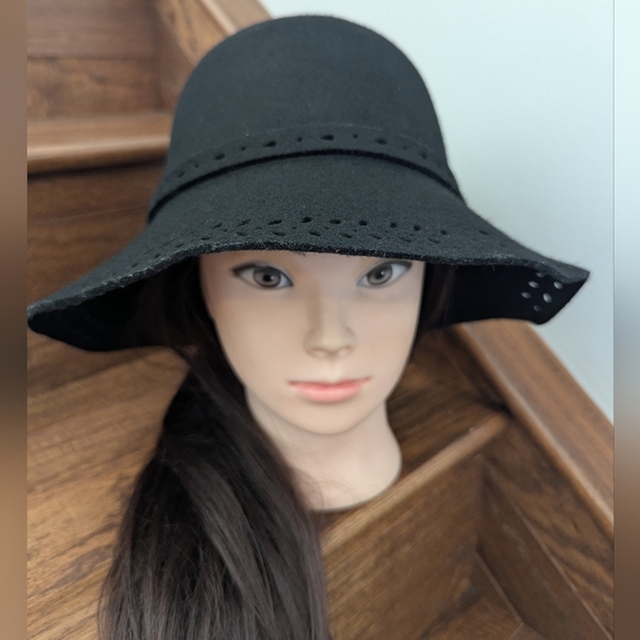 Adora Women's Black Wool Hat, Adjustable Drawstring Bow Summer Beach One Size - Picture 3 of 7